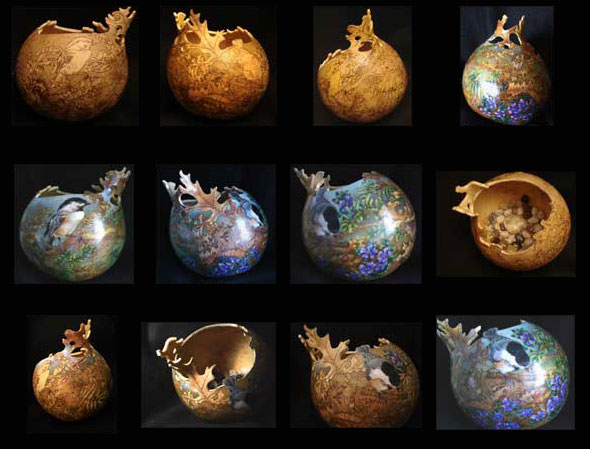 Gourd 11 - Chickadees & Periwinkle All Views